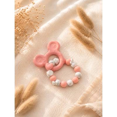 Silikon-Greifling "Mickey-Traum" in zartem Rosa – Boho-Beißring & Greifspielzeug
