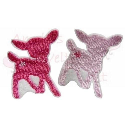 Set 2 x Reh Applikation rosa pink Aufbügler rehe rehlein stickapplikation amelies welt stickt deer patches