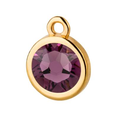 Anhänger gold 10mm mit Kristallstein in Iris 7mm 24K vergoldet für Armbänder, Ketten