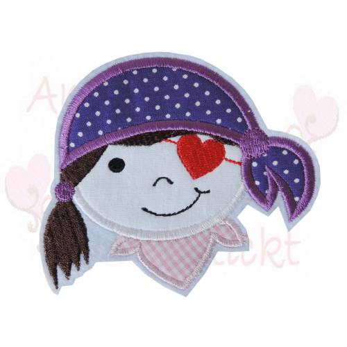 Piratin lila rosa in zwei Größen erhältlich aufnäher schultüte einschulung pirates patch skull stoffapplikation gestickt
