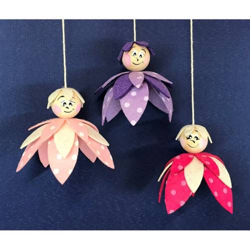 DIY Glitzer-Filzblumenkinder auch geeignet für Erwachsene und Kinder mit handicap flieder rosa pink