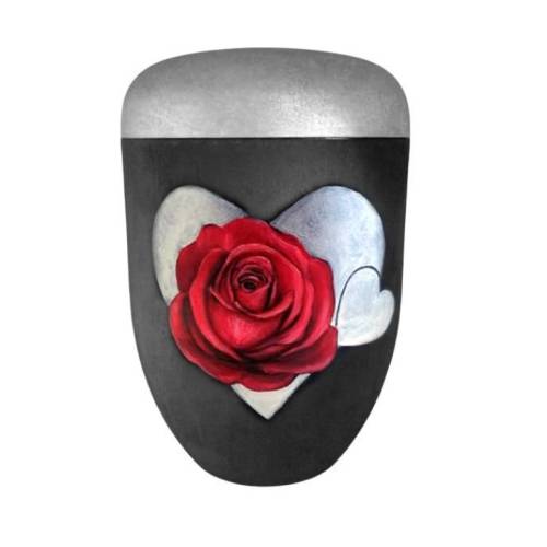 Urne, Urne mit Rose und Herz, Künstler Urne, handbemalte Bio Urne, Urne für Asche, Beerdigung Urne 