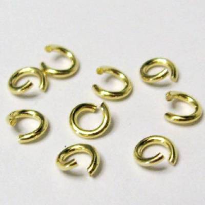 5 Stück Biegering  offen 5 mm aus 925 Sterling Silber vergoldet
