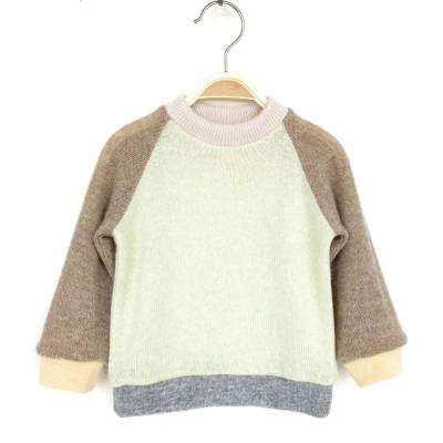 Kaschmirpullover für Babys 74/80 hellgrün/hellbraun, Upcycling Kinderpullover 100% Kaschmir