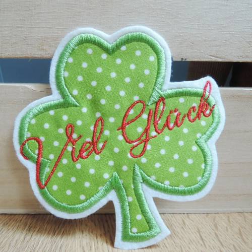 Kleeblatt Viel Glück Applikation aufnäher bügelbild glücksbringer gestickt embroidery patch