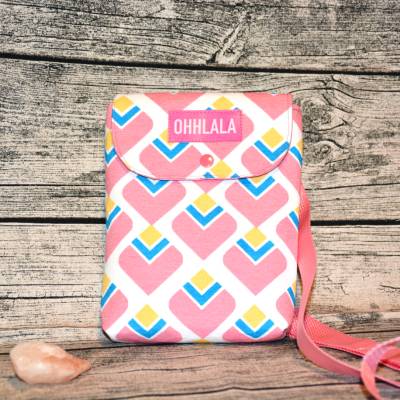 Crossbody-kleine Umhängetasche sommerlichen Retrolook-pink-blau-gelb- OhHarri Big