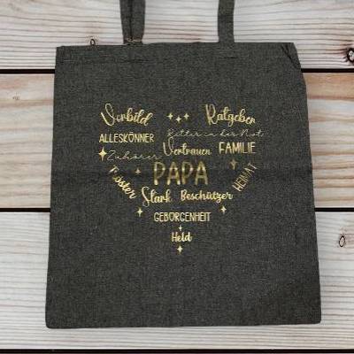 Baumwolltasche "Papa" – Stoffbeutel - Tragetasche - Einkaufsbeutel - Freizeittasche - Vatertag