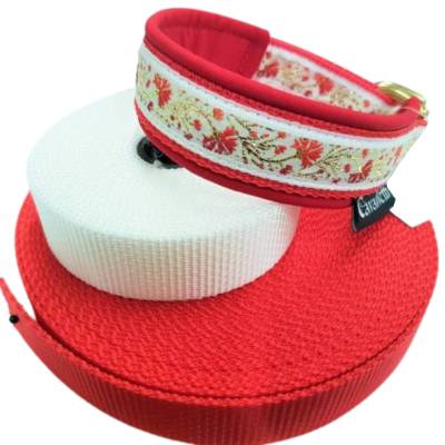 Hundehalsband Lilly Größe 30 cm mit Zugstopp Halsband rot gold