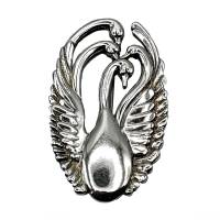 925 Silber Designer Schwanen Brosche - Wir gehören zusammen