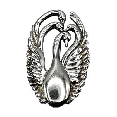 925 Silber Designer Schwanen Brosche - Wir gehören zusammen