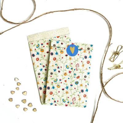Graspapiertüte BLUMENWIESE 5-50 Stück 12x19 cm floral gemusterte Geschenktüten Blümchen Nachhaltig verpacken