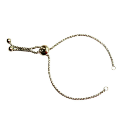 1  Armband Rohling, Slider, Schiebekette, Edelstahl,  2x12cm lang mit Kugelende,  2mm dick, Ösen 2,5mm