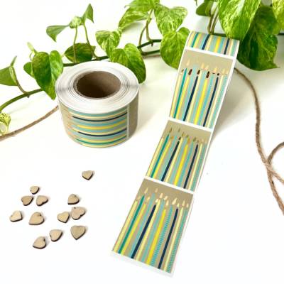 Geschenkaufkleber KERZEN Sticker mit Goldeffekt zum Geburtstag Geburstagsgeschenk verpacken Geschenkpapier Deko