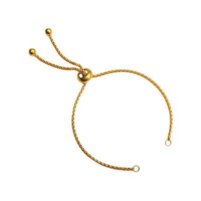 1  Armband Rohling, Slider, Schiebekette, Edelstahl, vergoldet, 2x12cm lang mit Kugelende,  2mm dick, Ösen 2,