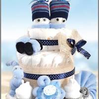Windeltorte für Jungen / Geschenk zur Geburt / Babyparty / Pamperstorte / Personalisierte Windeltorte blau /Taufgeschenk