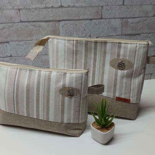 Kosmetiktasche,  Kulturtasche, Mehrzwecktasche in Naturtönen