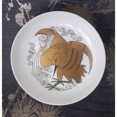 Vintage Porzellan ,  Fürstenberg Porzellan Sammelteller Wandteller "Kranich" Vogel  Landhaus