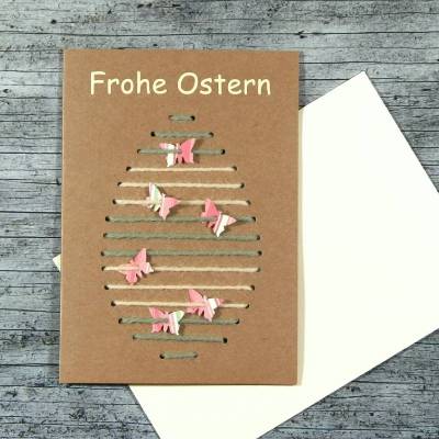 3D-Klappkarte **STICKEi** von ZWEIFARBIG mit Kuvert Grußkarte Ostergrüße Osterkarte Ostern Kraftpapier