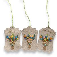 Handgeschöpftes Papier Geschenkanhänger Blumenstrauß – Unikat zum Geburtstag, Muttertag oder Blanko
