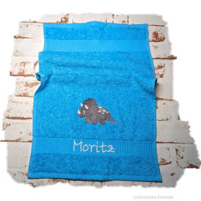 Handtuch Dino bestickt mit Name Moritz