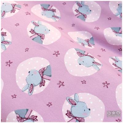 SALE: French Terry Stoff Hase Luna allover rosa – EmmaPünktchen, 150cm breit, 240g/m²