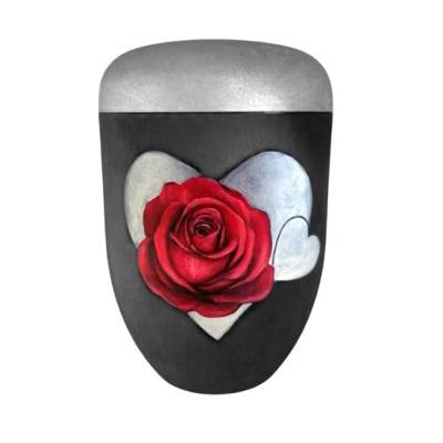 Urne, Urne mit Rose und Herz, Künstler Urne, handbemalte Bio Urne,Urne für Asche,Beerdigung Urne 