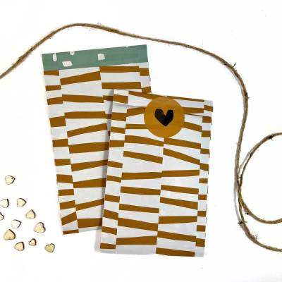 elegante Geschenktüten ABSTRAKT 5-50 Stück 12x19 cm Einpacken Dekorieren Frühling Sommer Geschenkbeutel