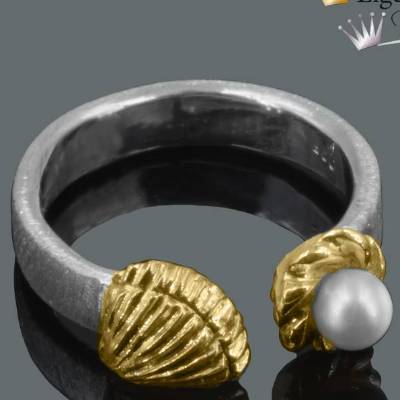 Goldschmiede Silberring "sea love", Ring mit Perle und Muschel, Strandliebe maritim, Sommer Schmuck, Silberschmuck