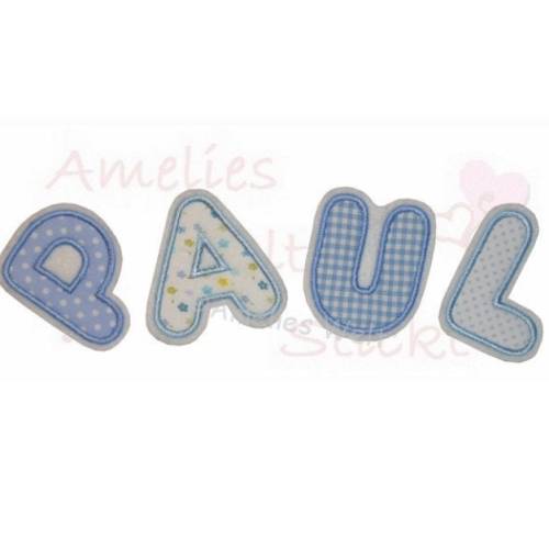Buchstaben  Buchstabe  Applikation Aufnäher blau hellblau buchstaben 1 stoffbuchstabe