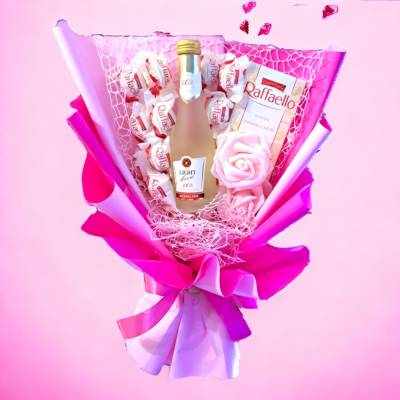 Essbarer Blumenstrauß Pink Geschenk für Frauen