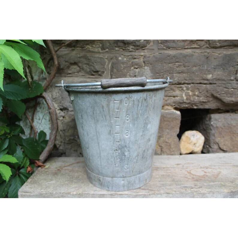 Aluminium Eimer Melkeimer Pflanztopf Pflanzkbel 10l Vintage shabby  Landhausgarten