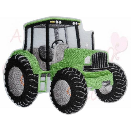 Traktor Trekker Aufnäher in grün Applikation Patch gestickt 8x10cm Handmade perfekt für Deine Schultüte