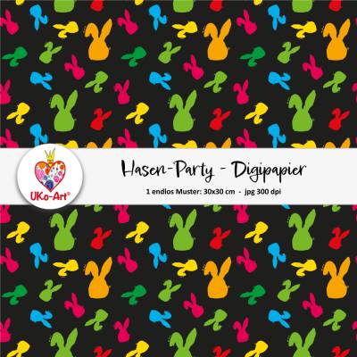 Digipaper "Hasen-Party" DIY Bastelpapier Motivpapier Nahtlosmuster Endlosmuster drucken, basteln