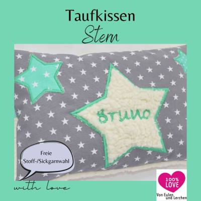 Kuschelkissen Stern Sterne Wunschnamen Taufkissen Geburtskissen - Schmusekissen Kissen mit Namen