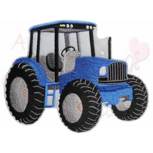 Traktor Trekker Aufnäher in blau Applikation Patch gestickt 8x10cm Handmade perfekt für Deine Schultüte