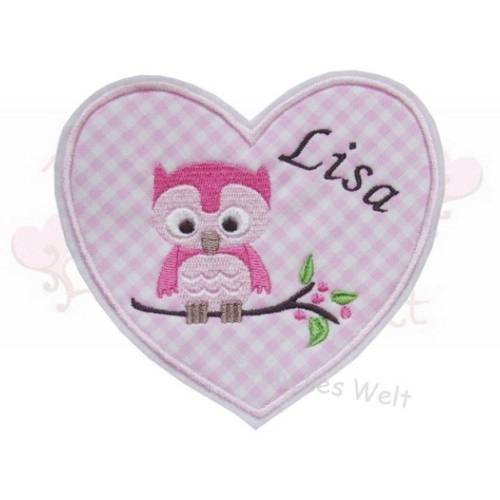 Aufnäher Applikation Herz mit Name Stickapplikation Bügelbild Gestickt Personalisiert für Kinder
