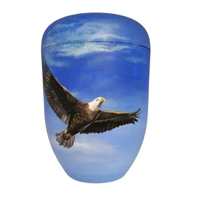 Urne, Urne mit Adler, Künstler Urne, handbemalte Bio Urne, Urne für Asche, Beerdigung Urne 