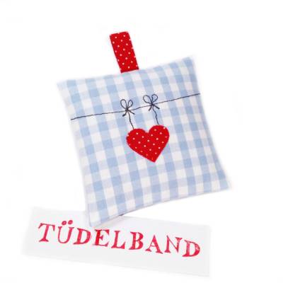 Lavendelkissen...Herzchen an der Leine...hellblau...rot...Duftkissen