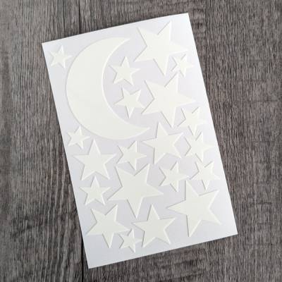 Sticker "Mond und Sterne" nachleuchtend / lumineszent - Stickerbogen A6