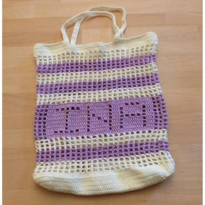 Häkelanleitung Einkaufsbeutel mit Name, Filettechnik, pdf-Datei