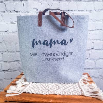 Große Filz Tragetasche Mama – Shopper mit Regenbogeneffekt – Geschenk Muttertag