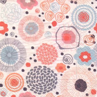 Lunchservietten Hippie Scandi Blumenmix, mit Flower-Power Phantasieblumen