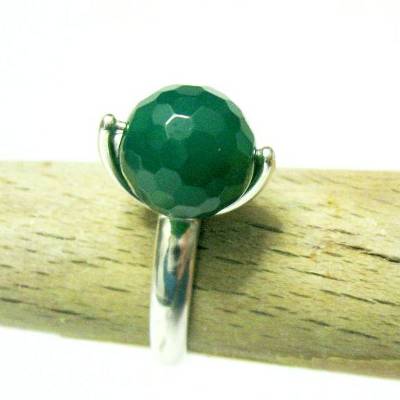 Silber 925 Ring mit Grüner Onyx – Weitenregulierbar & Massiv